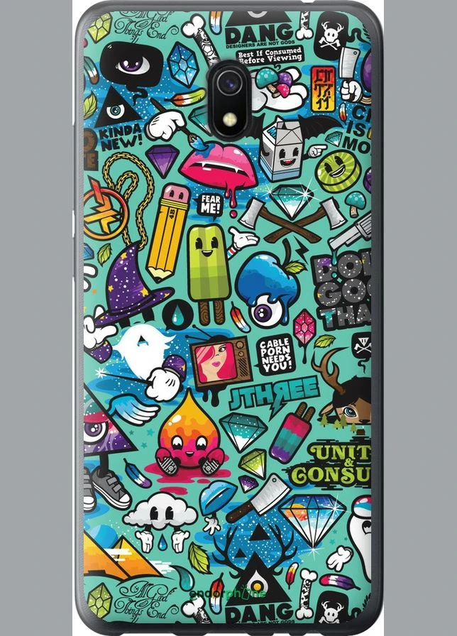 Чехол на Xiaomi Redmi 8A Стикер бомбинг 1"693u-1794-70447" Endorphone (339877905)