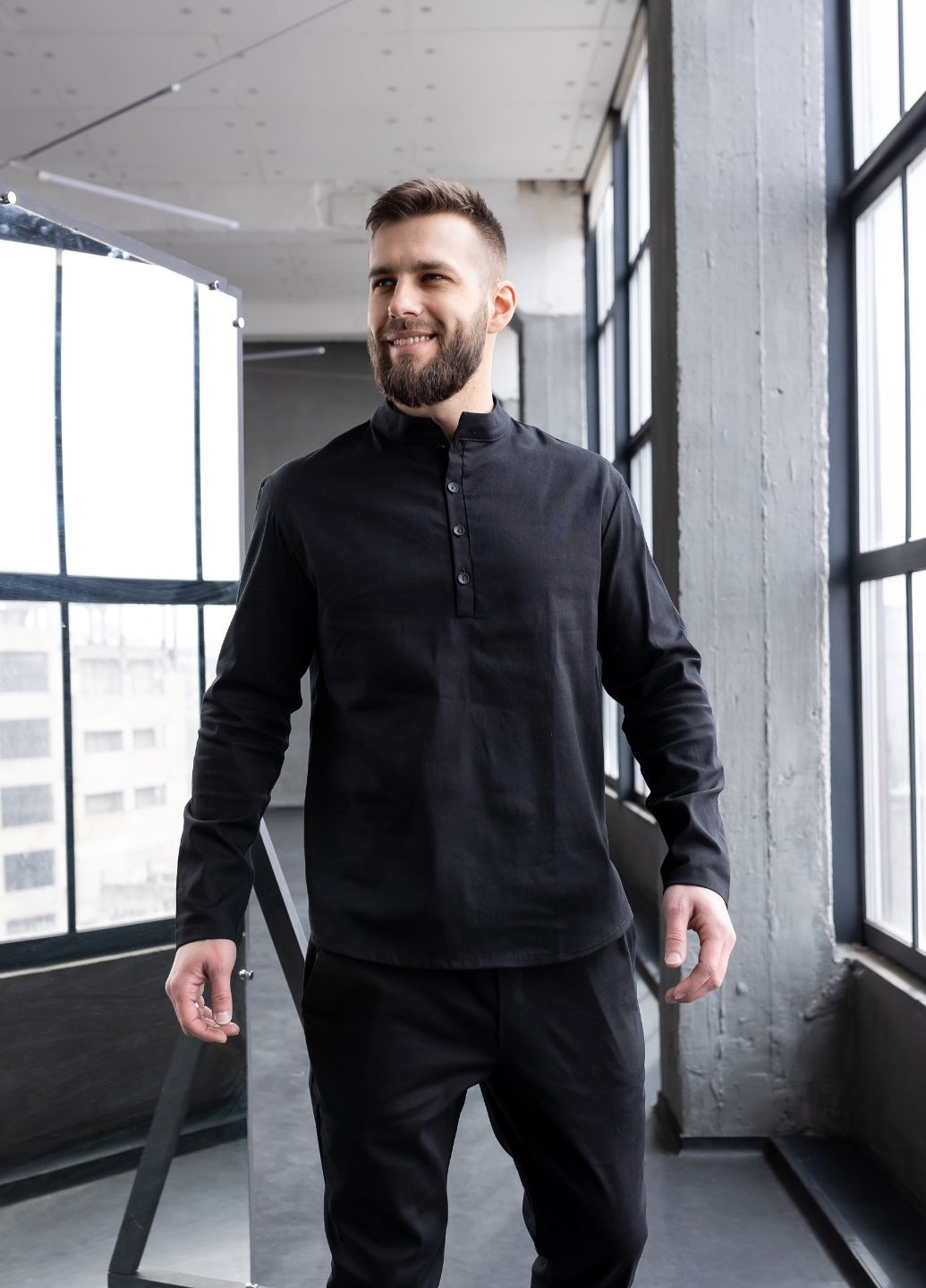 Черный демисезонный костюм из льна MonsterBrand