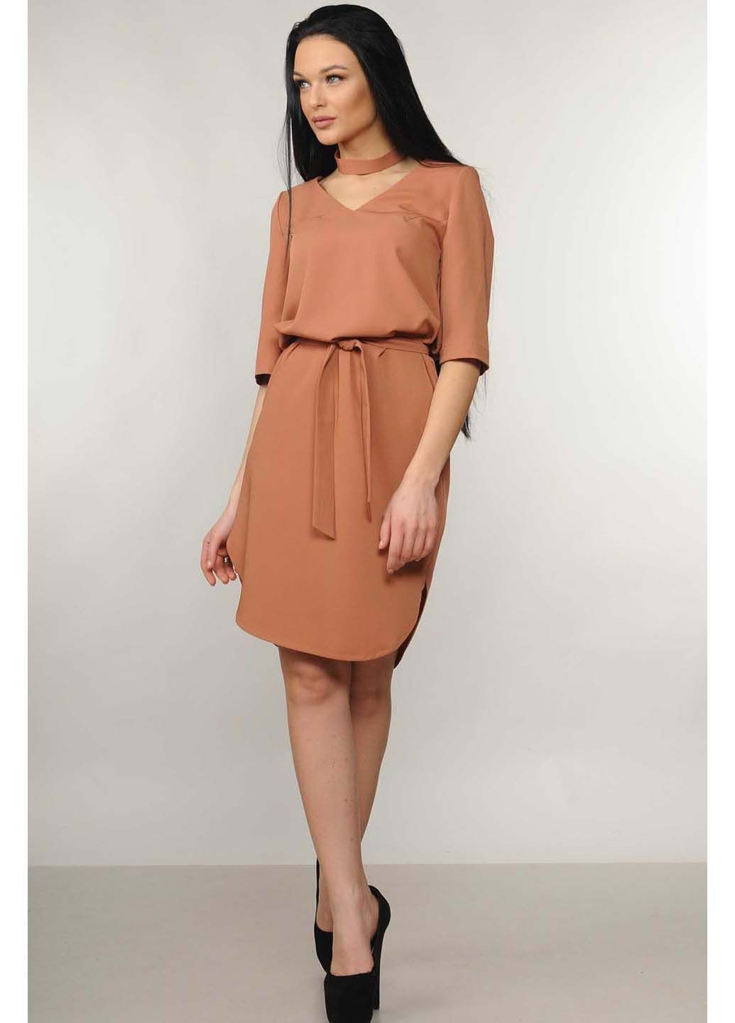 Коричневое праздничный платье Ри Мари однотонное