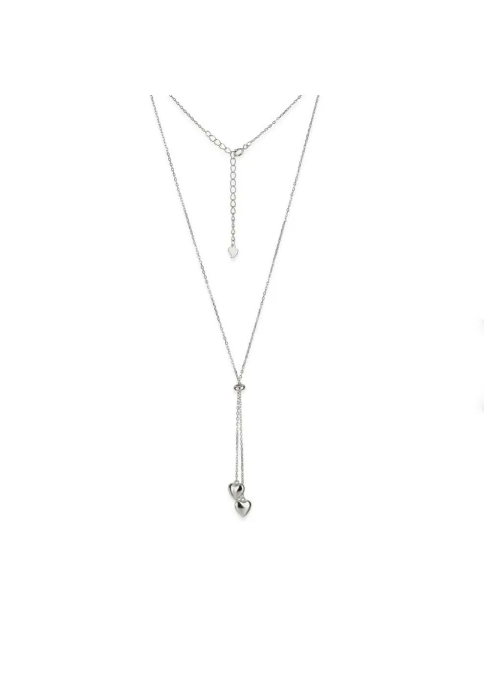 Срібна цепочка кольє Краватка з підвіскою Серце 40 - 44 см срібло 925 проби Родоване 4.40г 3014 No Brand (306854725)