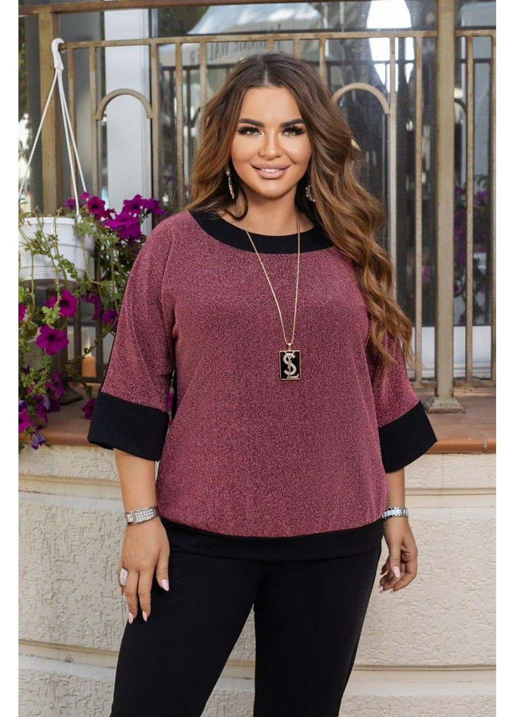 Деловой костюм с блузой с коротким рукавом, мод ИТ-1376, розовый, размер 58-60 No Brand (355469751)