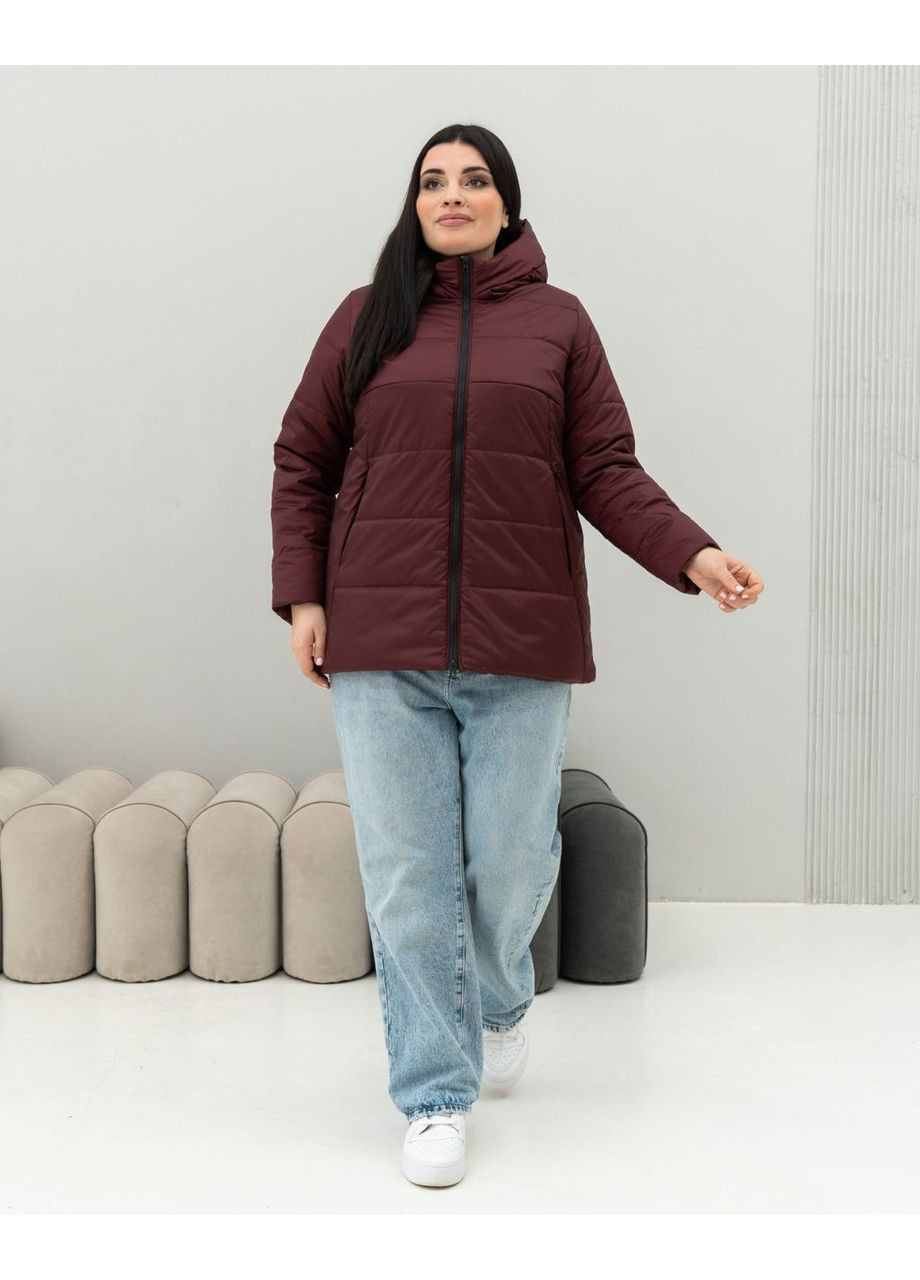 Бордова демісезонна жіноча демісезонна куртка великого розміру SK