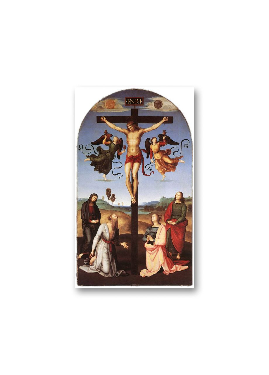 Друк на полотні Розп'яття з Дівою Марією, Святими та Ангелами Рафаель Санті 50x70 No Brand (346494903)