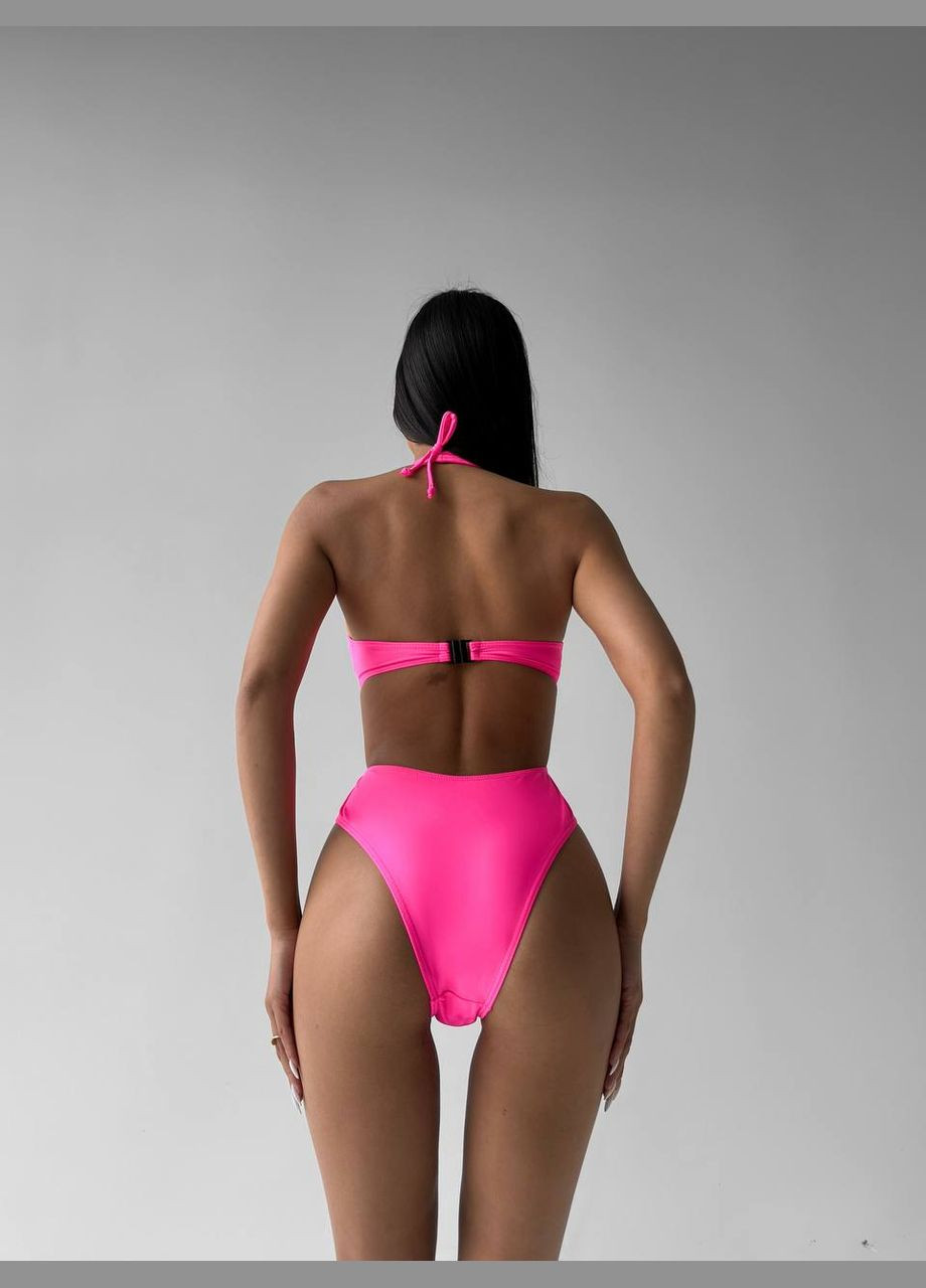 Розовый летний купальник женский слитный Domino Суцільний купальник на шнуровці з відкритою спиною