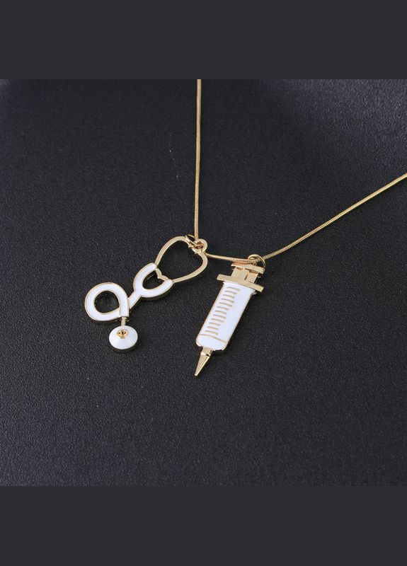 Кулон стетоскоп шприц підвіска доктора медсестри медичні інструменти золотий колір No Brand (352769170)