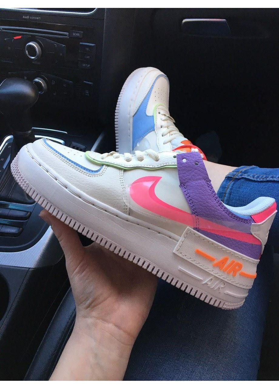 КРОСІВКИ ЖІНОЧІ NIKE AIR FORCE 1 SHADOW DOUBLE SWOOSH НАЙК АІР ФОРС 1 ПРЕМІУМ No Brand білі демісезони (367168281)