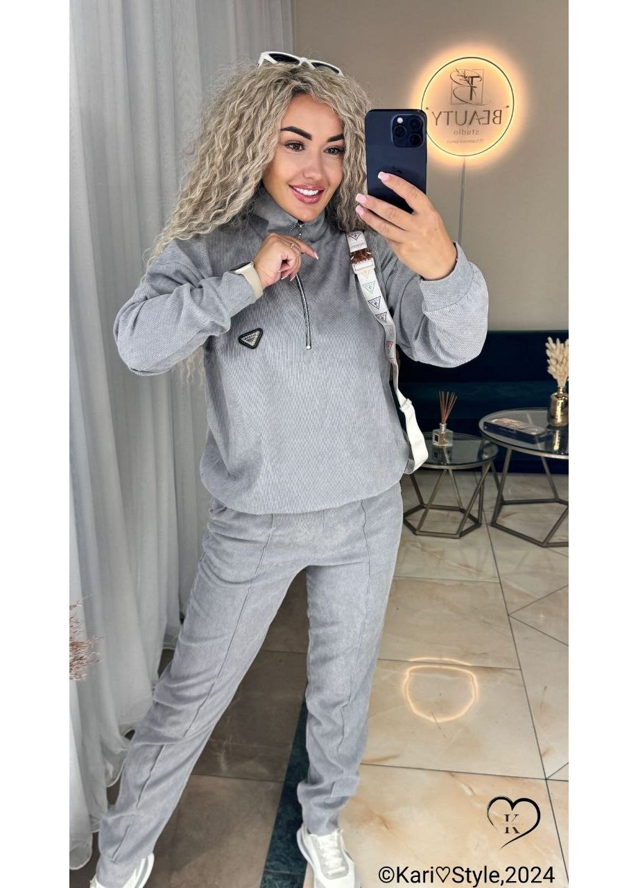 Костюм (толстовка, штани), колір Сірий No Brand (361147096)