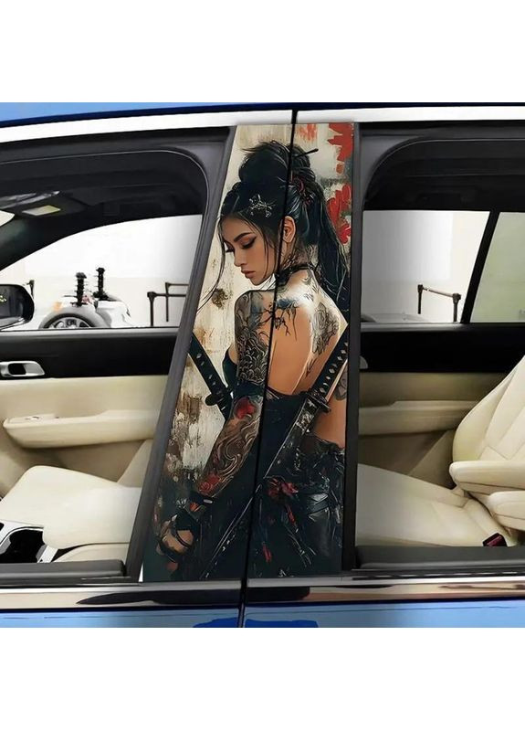 Наклейки на стойки дверей авто 3D TUNING STUDIO Девушка японка тату 500х220х0.15мм=2штуки No Brand (369144493)