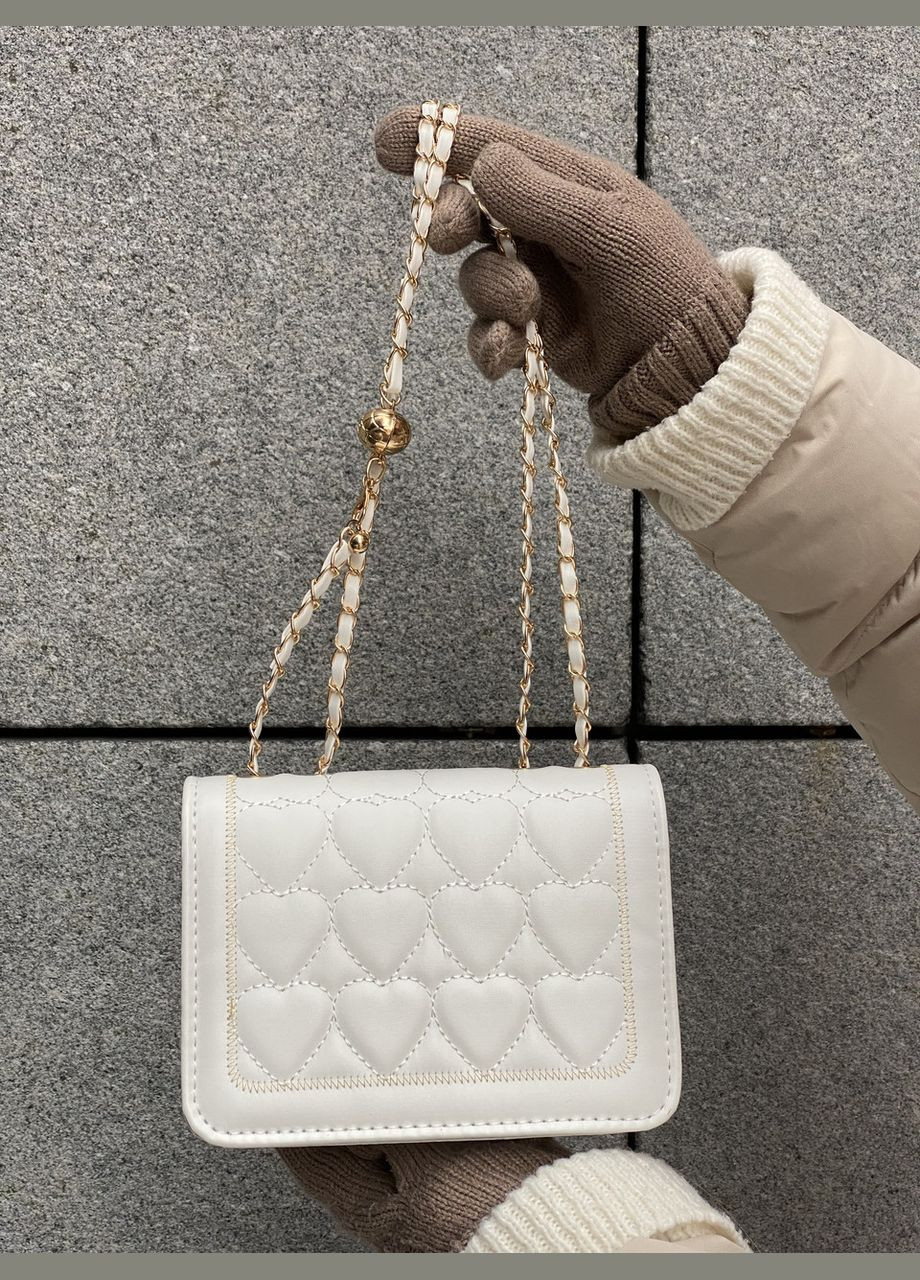 Жіноча сумка 1027 крос-боді на цепочці біла молочна No Brand (290704945)