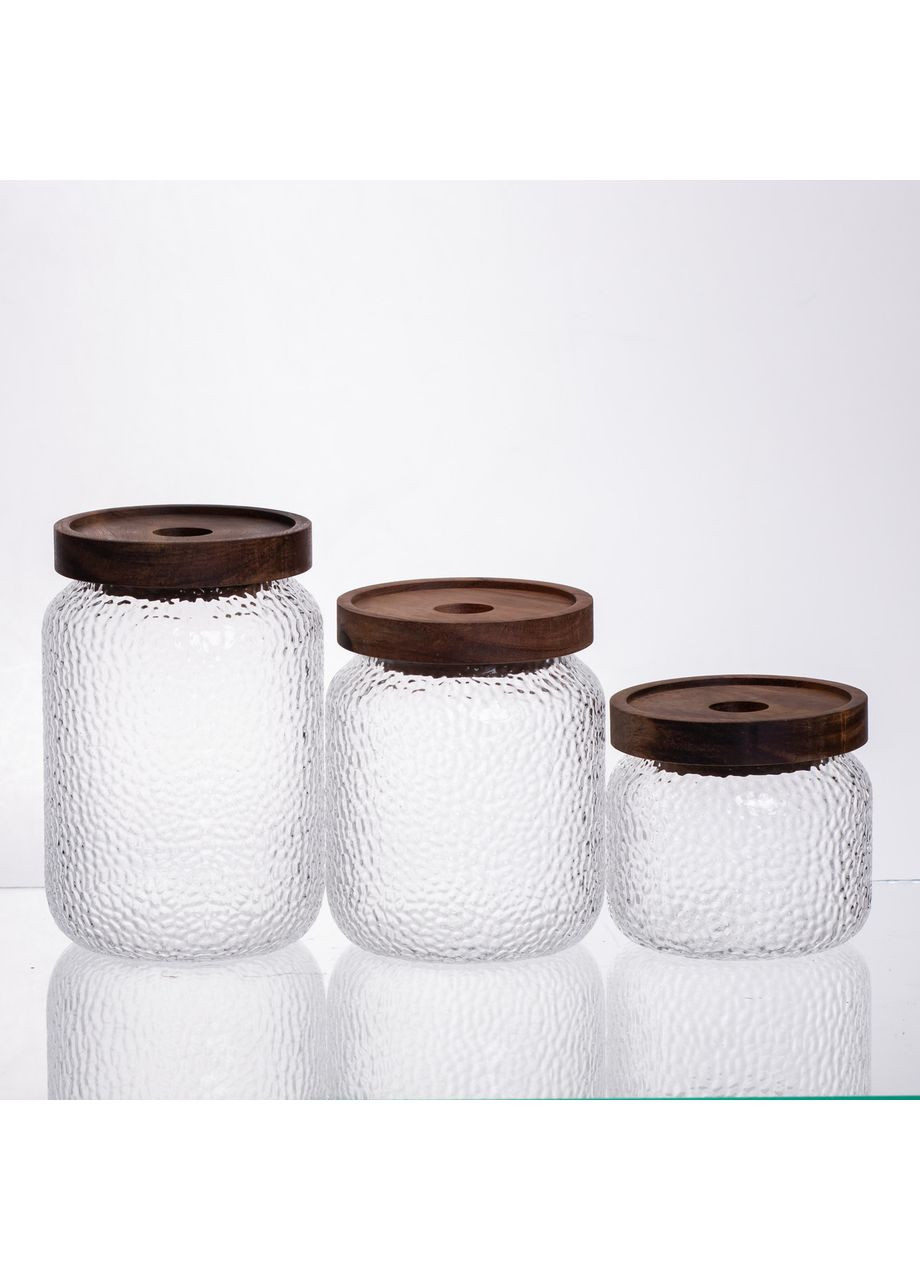 Набор банок для сыпучих продуктов с бамбуковыми крышками 400/600/800 мл 64486-11 Yiwu (370707916)