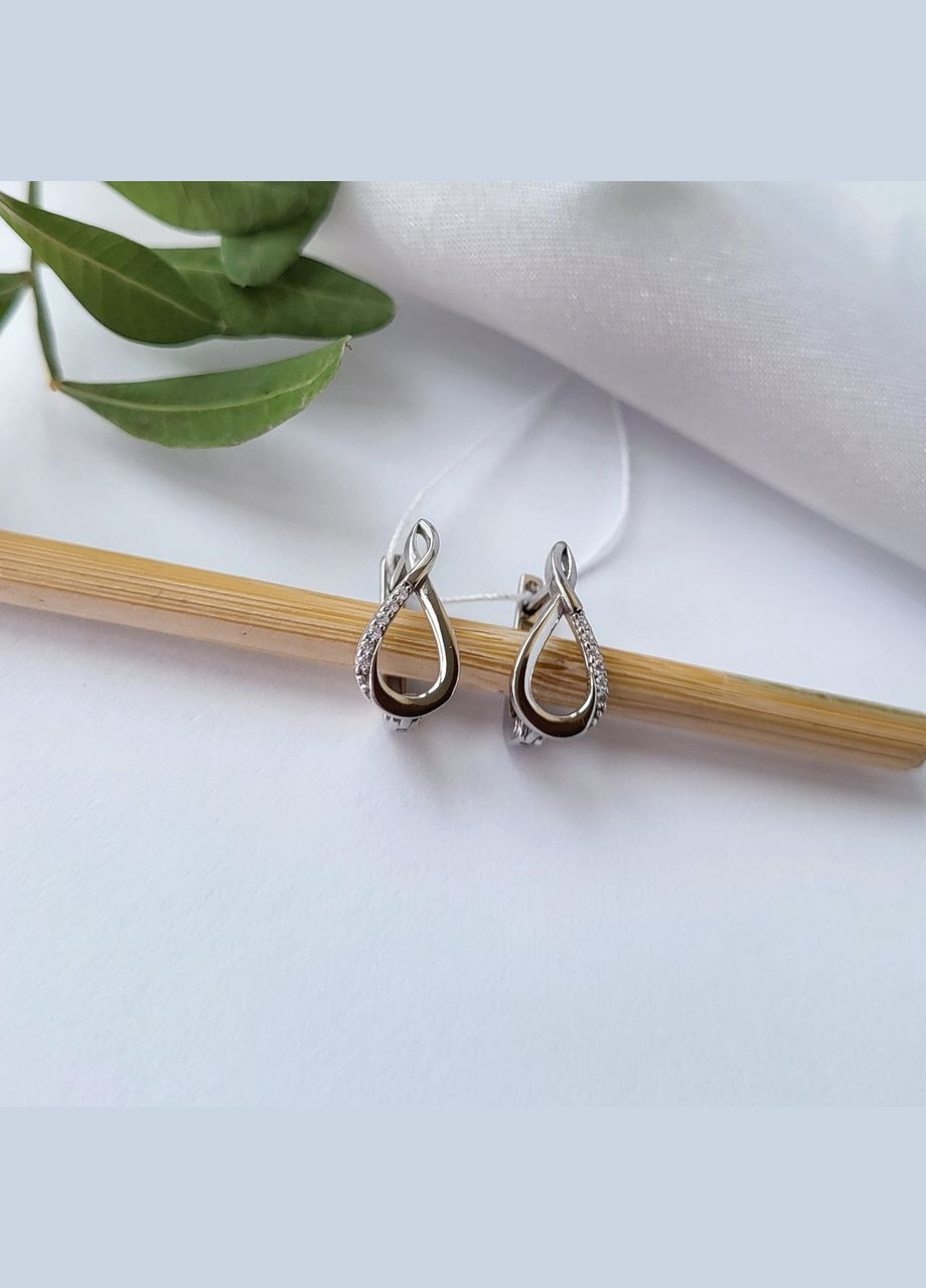 Серебряные серёжки (пара) серьги с Белыми камнями серебро 925 пробы покрыто родием 1561 1.53г No Brand (306741862)