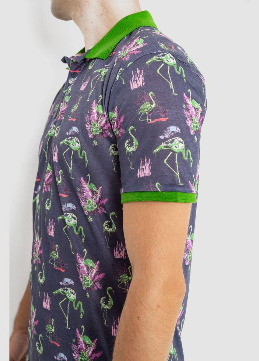 Серо-зеленая поло мужское с принтом 247r312 с коротким рукавом Ager