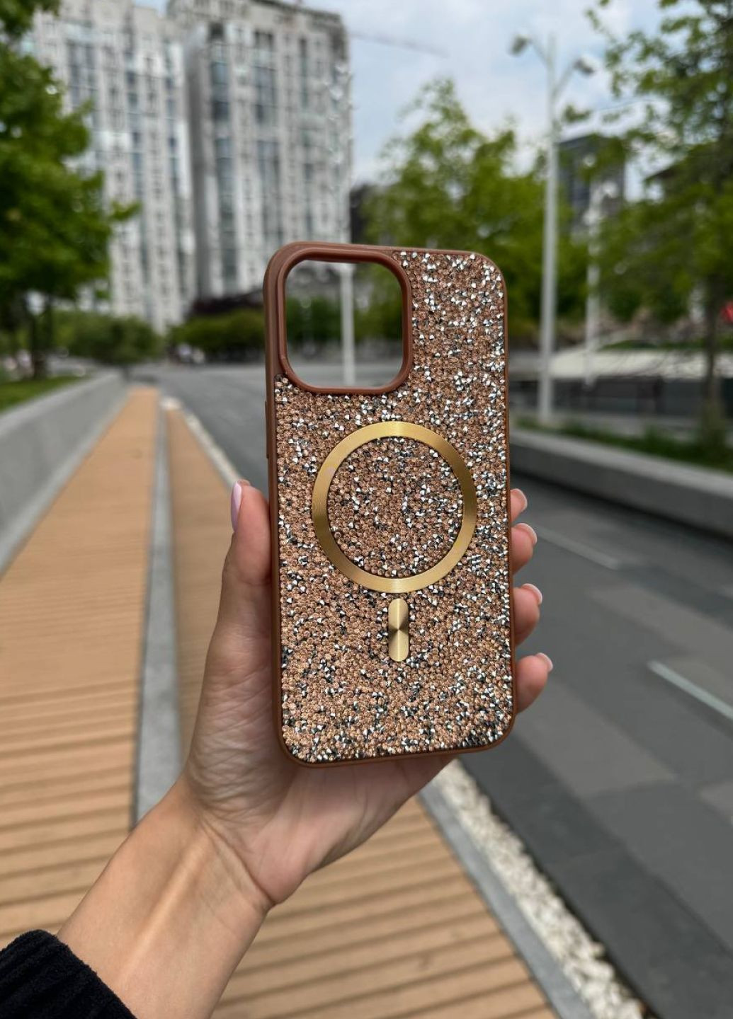 Чехол силиконовый для iPhone 11 Swarovski Gold Magsafe / чехол айфон 11 золотой магсейф No Brand (341318260)