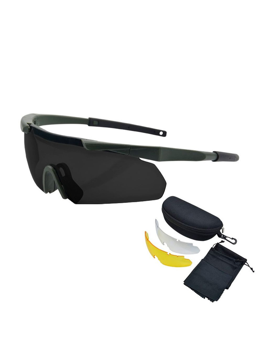 Захисні тактичні сонцезахисні окуляри Олива з 3 посиленими змінними лінзами Solve (329741356)