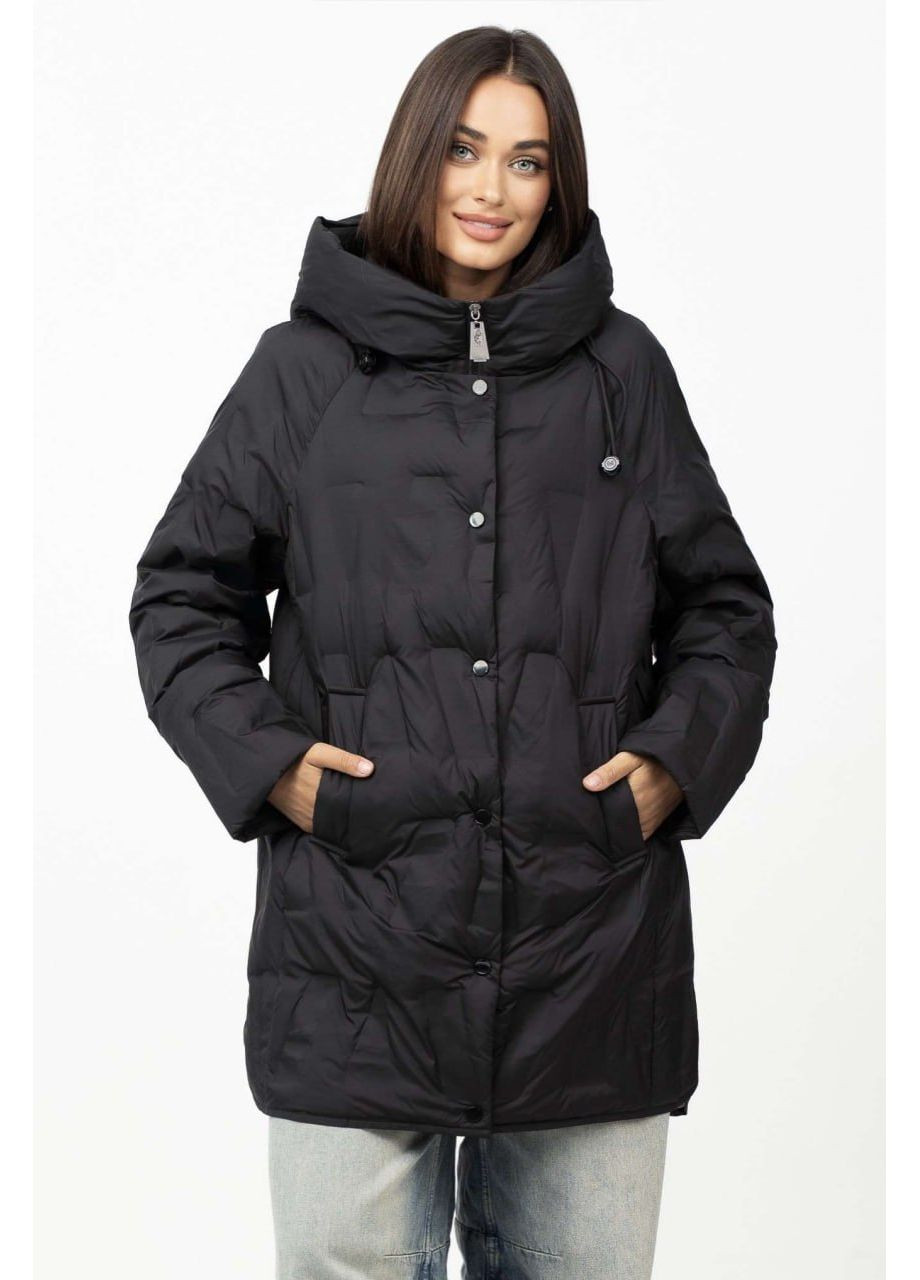 Чорна демісезонна куртка стьобана з терморядками Lora Duvetti