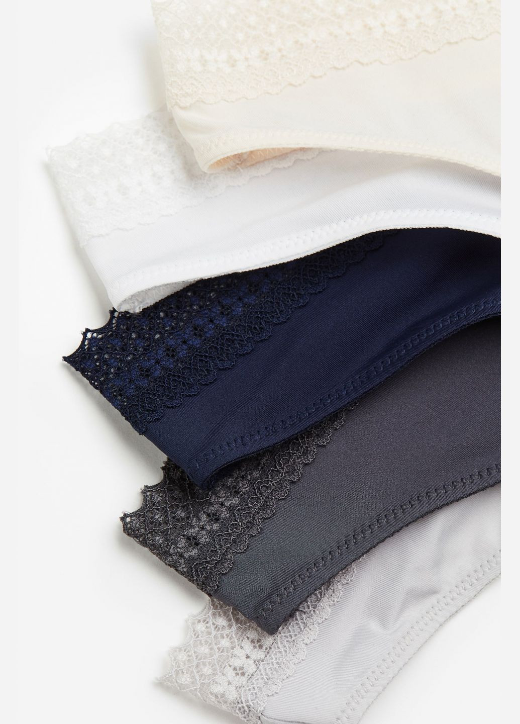 Трусики-стринги з мікрофібри з мереживом для жінки 1155843-002 темно-синій H&M С эластичным поясом (319875505)