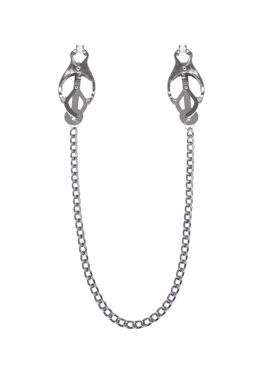 Затискачі для сосків з ланцюжком Feral Feelings - Clover nipple clamps, срібло/білий No Brand (303886113)