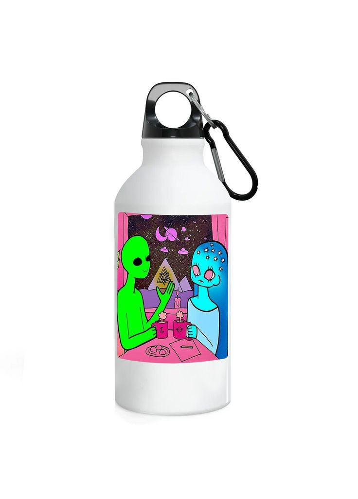 Фляга (пляшка) для води з карабіном Інопланетянин (Туристична, Для кемпінгу, Для спорту) #02 500 мл Білий No Brand (323639867)