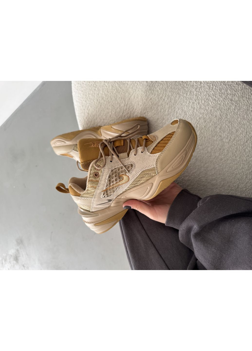 КРОССОВКИ ЖЕНСКИЕ NIKE M2K BEIGE НАЙК М2К ТЕКНО No Brand бежевые демисезоны (368887774)