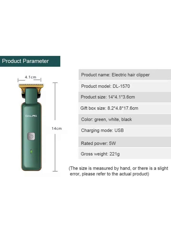 Тример чоловічий акумуляторний Daling машинка для стрижки 5 Вт Зелений DL-1570 No Brand (322394840)