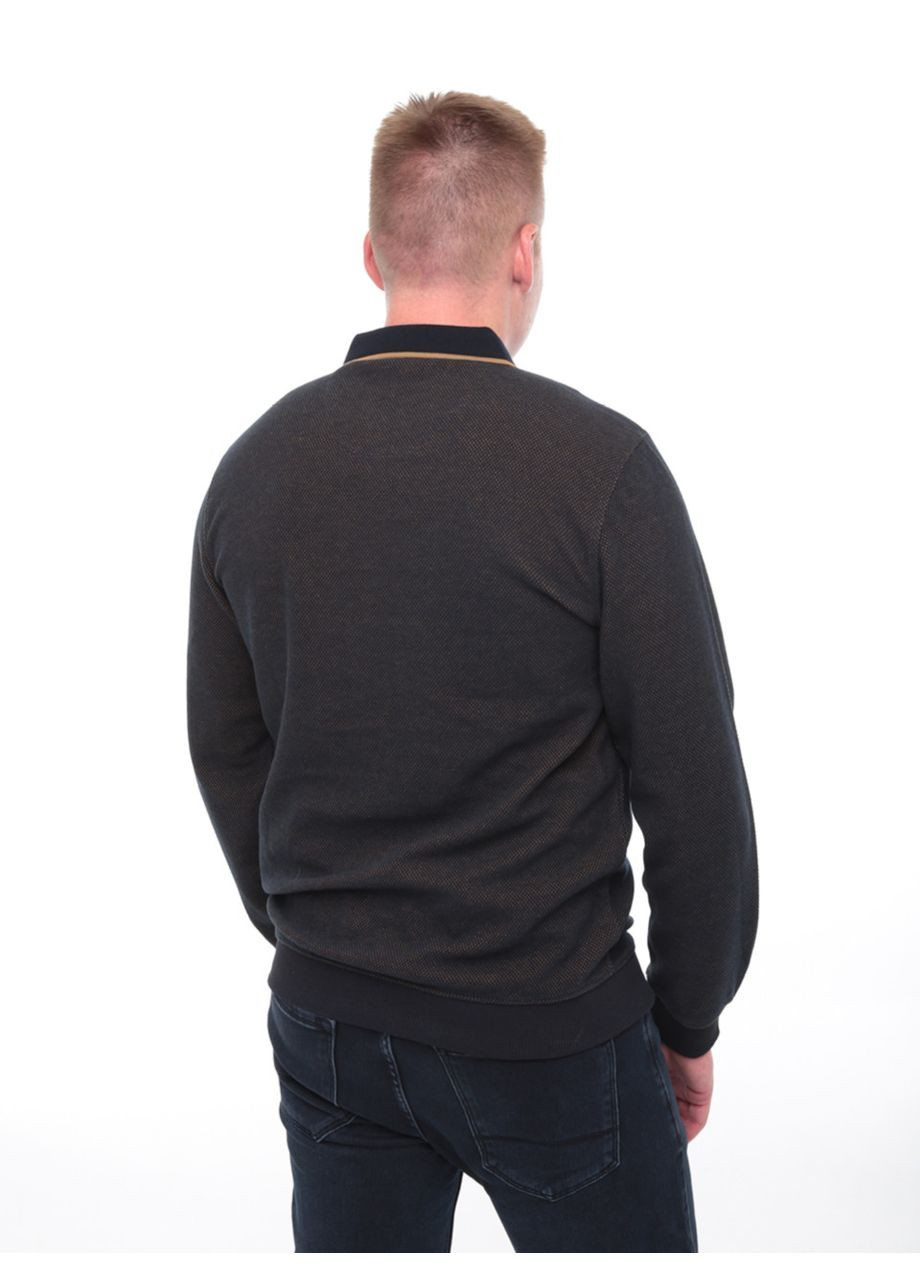 Коричневая футболка-поло мужское коричневое длинный рукав с воротником для мужчин MarcoStar однотонная