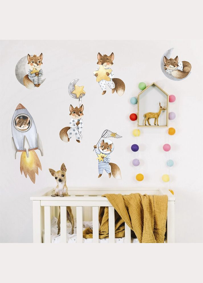Вінілова інтер'єрна на стіну, шпалери та інші поверхні "Лисята. Лисеня. Звірятка" з Кавун наклейка (316189909)