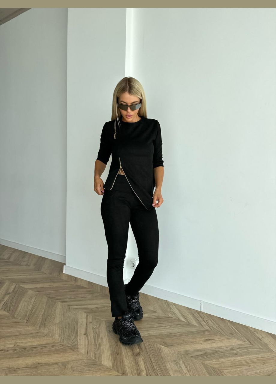 Жіночий прогулянковий костюм чорного кольору 26815 No Brand (323642399)