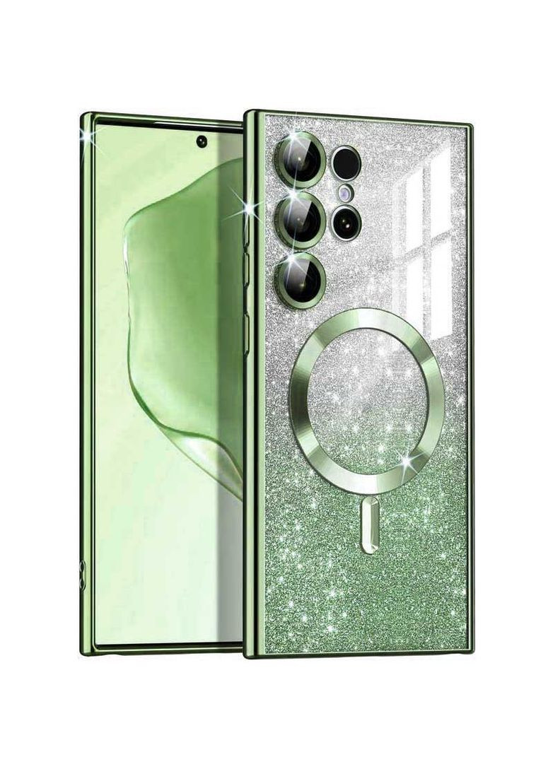 Чохол з блискітками, захисними лінзами на камеру та MagSafe на Samsung Galaxy S25 Ultra Epik (342397086)