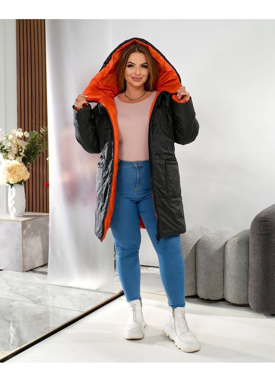 Помаранчева зимня двостороння куртка-пальто з водовідштовхувальної тканини — заміри в описі! куртка-пальто Vione