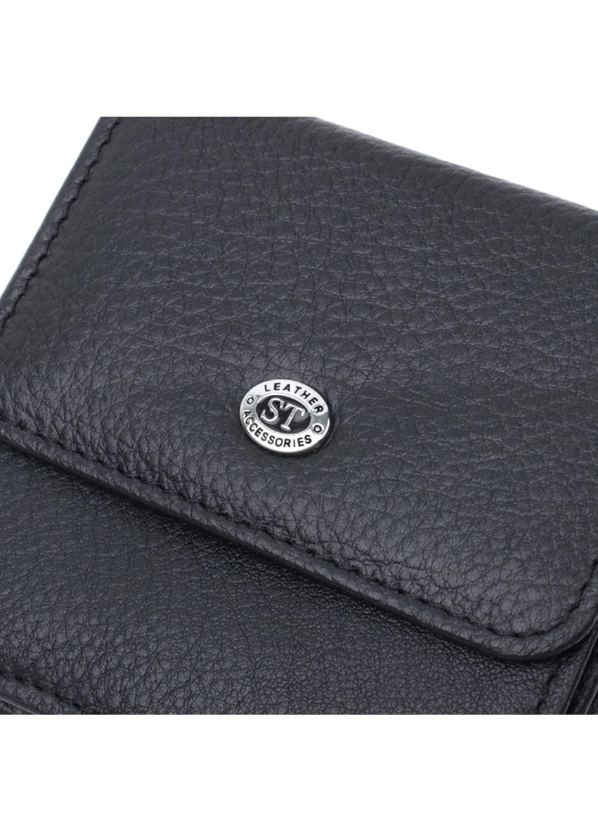 Женский кожаный кошелек для карт купюр и монет 22690 Черный st leather (401901422)