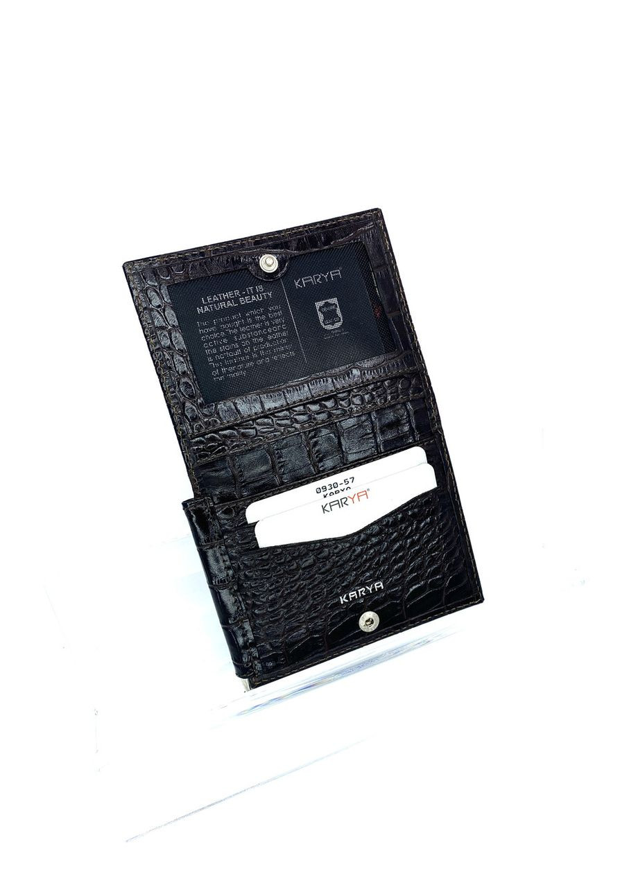 Чоловіче портмоне з натуральної шкіри 0930-57 чорне 11.5 х 9 х 2 Karya (367263604)