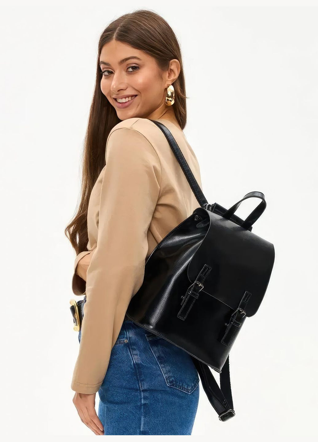 Рюкзак жіночий шкіряний / класичний міський вмісткий рюкзак з натуральної шкіри 9419 Чорний 70987 OnePro (286420756)