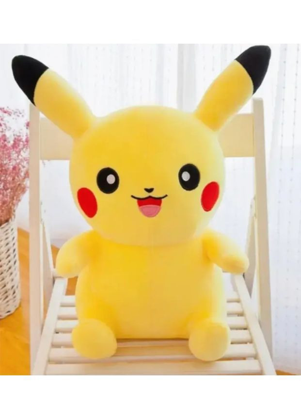 Игрушка мягкая Пикачу жёлтая 35 см, плюшевая фигурка покемон для детей, антистресс подушка для объятий No Brand (364191367)