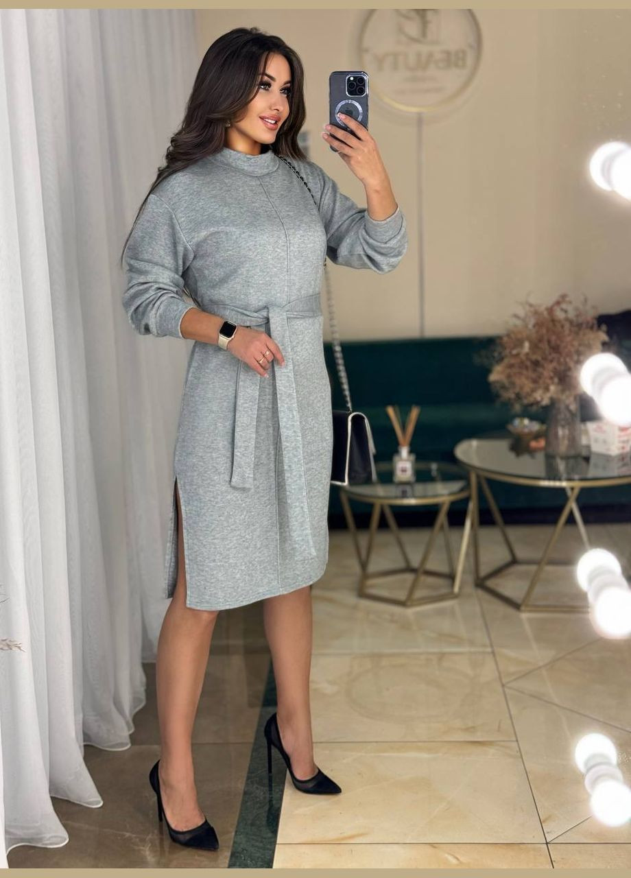 Сіра ділова, повсякденний, кежуал, джинсова сукня жіноча No Brand однотонна