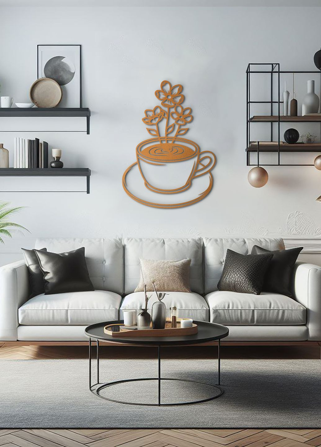 Сучасна картина на кухню, декоративне панно з дерева "Ромашковий чай", стиль лофт 30х23 см Woodyard (292013749)