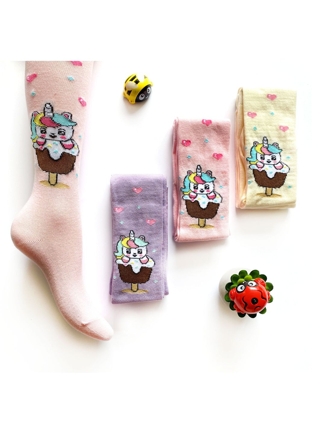 Детские колготки. Единорог-мороженое. Цвет: Молочный. Крокус (338427309)