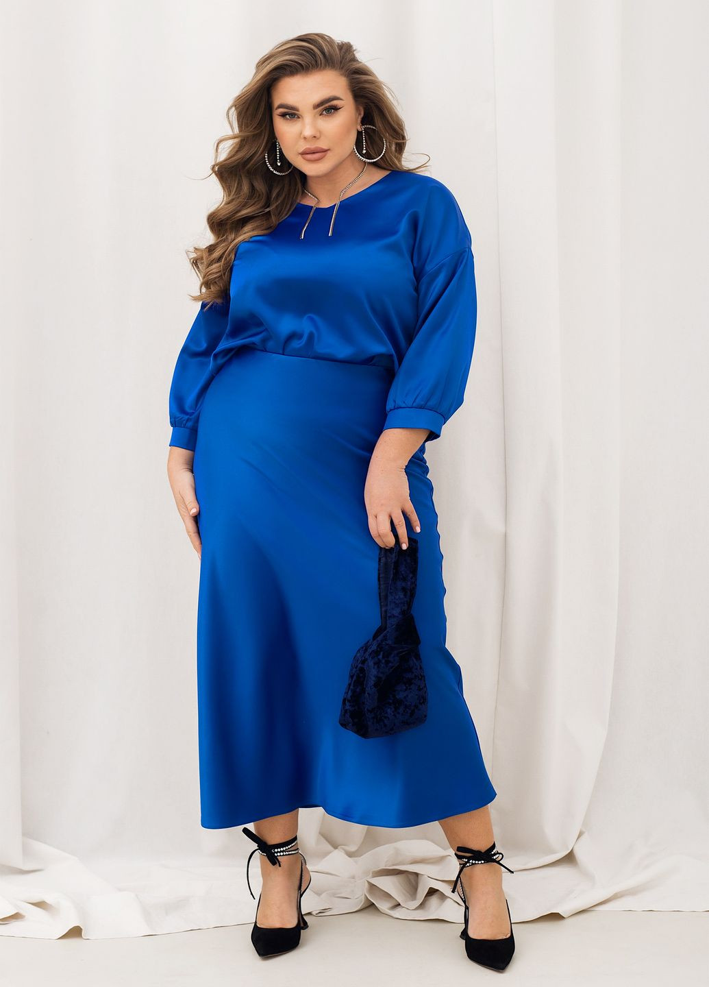 Шовковий спідничний костюм No Brand (322965963)