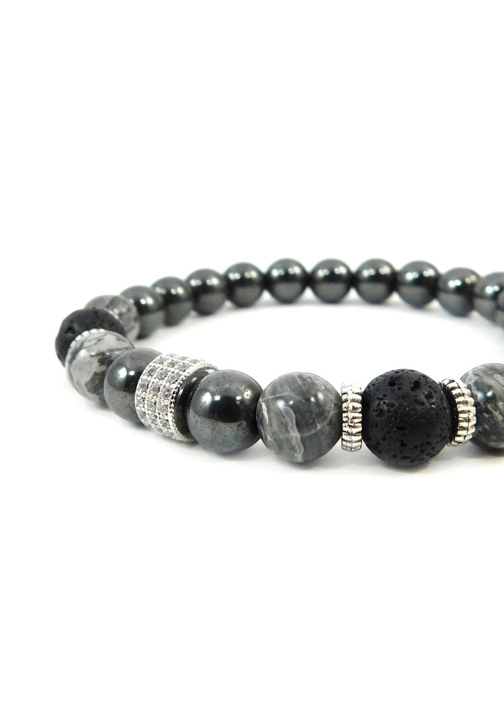 Эксклюзивный браслет "Нита" Гематит, Яшма, Лава 17 Fursa fashion (322314283)