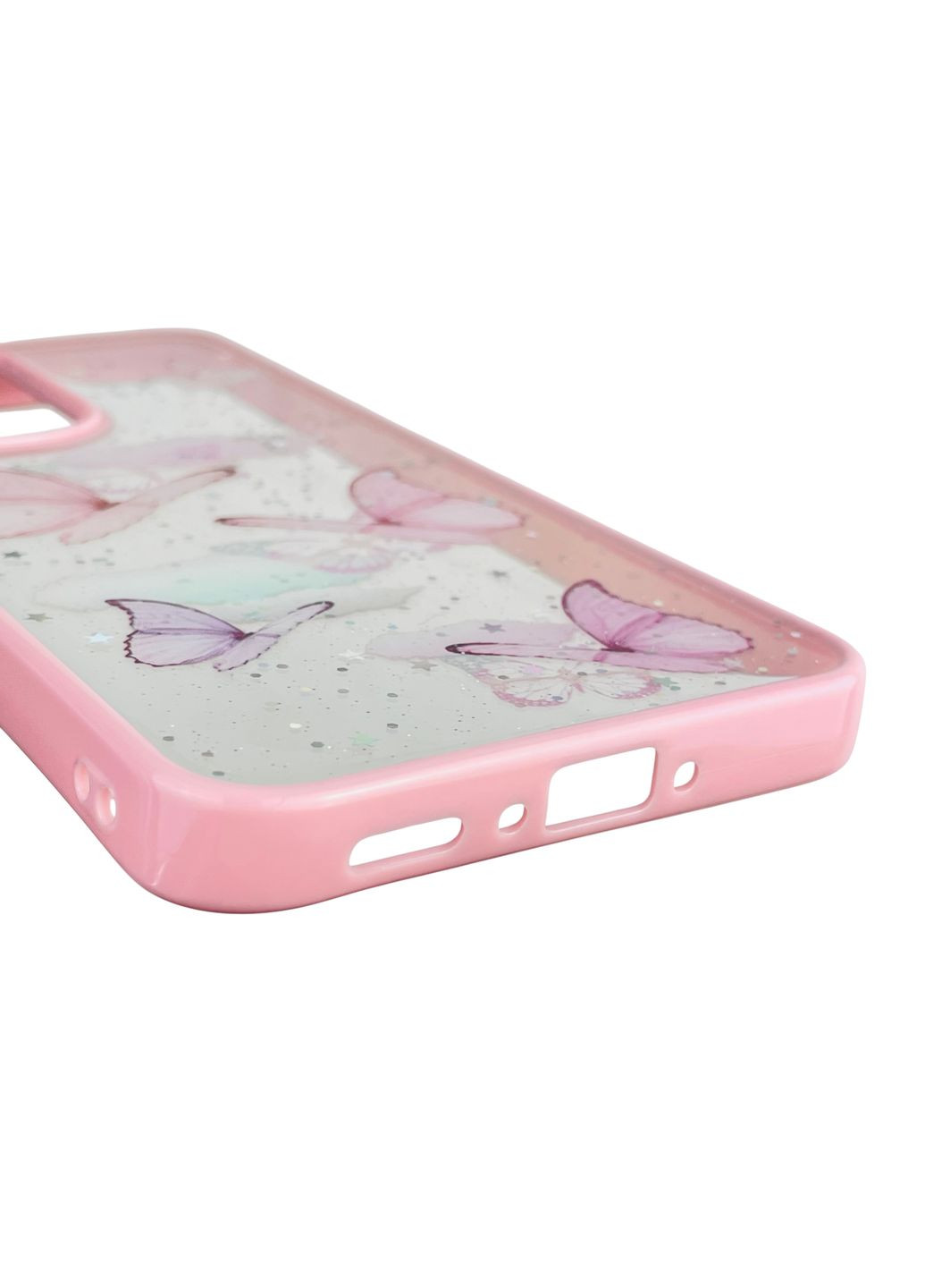 Чохол для Galaxy A36 5G (SM-A366U) з блискітками з метеликами на самсунг а36 5г рожевий Samsung (366387348)