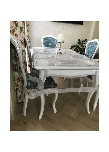 Силіконова Прямокутна скатертина СALIPSO зі Стразовою Срібною стрічкою 180х115см Calipso (315145039)