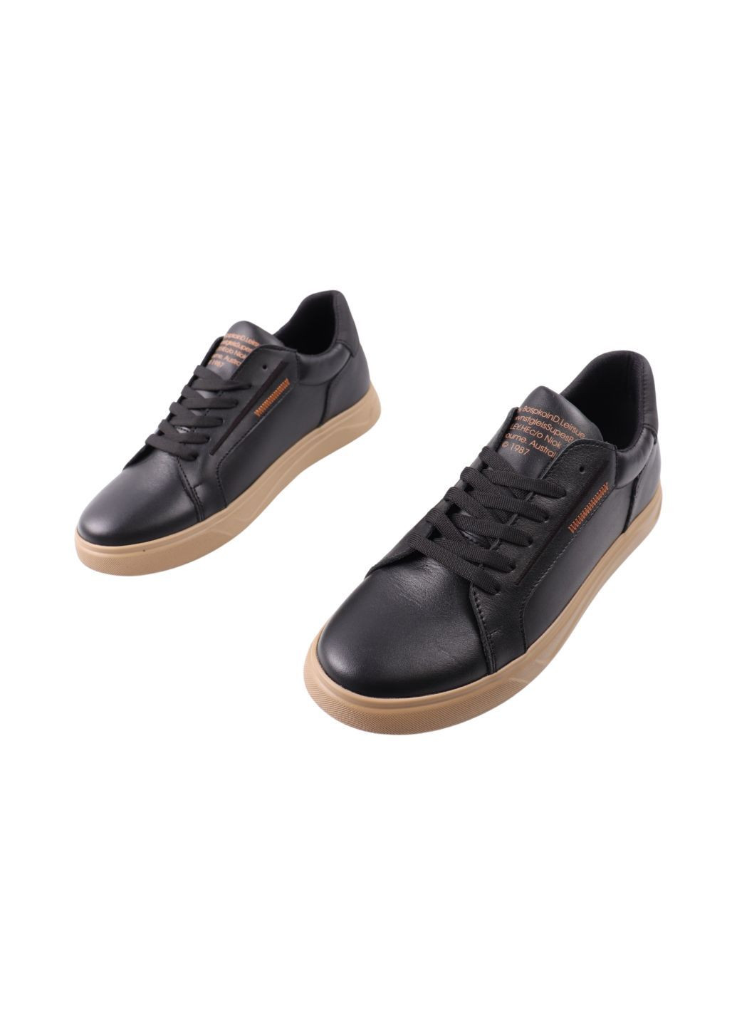 Чорні кеди чоловічі чорні натуральна шкіра Konors 783-24DTS