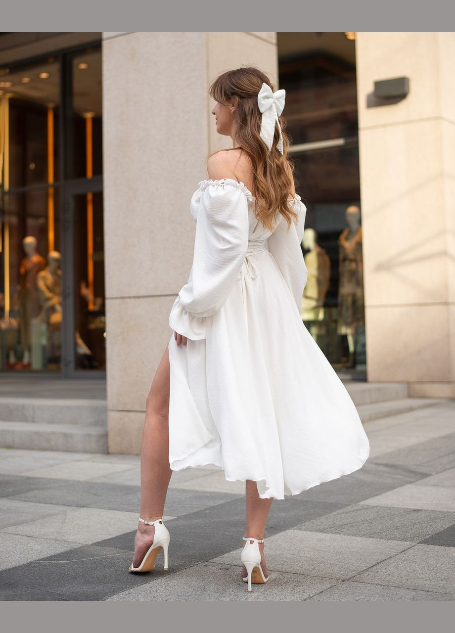 Білий жіноча сукня міді з креп-жатки білий Maybel