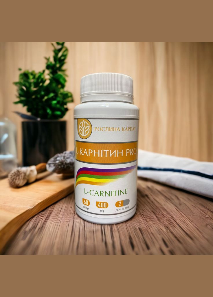 L-КАРНИТИН PRO АМИНОКИСЛОТА ДЛЯ СЖИГАНИЯ ЖИРОВ ПРИ ФИЗИЧЕСКОЙ АКТИВНОСТИ 60 капсул Рослина Карпат (335048009)