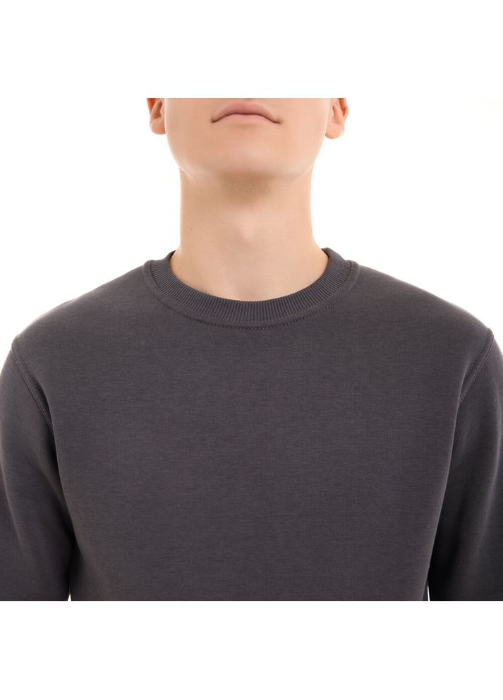 Темно-серый свитшот 007 зима темно-серый Pobedov однотонный без декора (364864066)