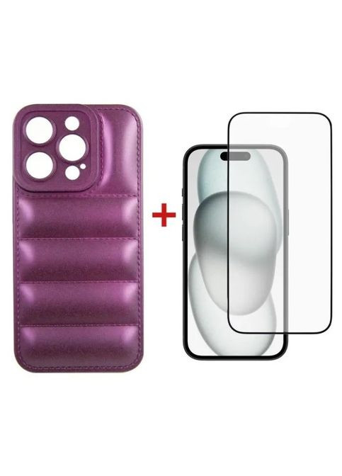 Чехол для мобильного телефона iPhone 15 Pro Case + Glass (Purple) (DG-KM-81) DENGOS iPhone 15 Pro Case + Glass (Purple) (326586127)