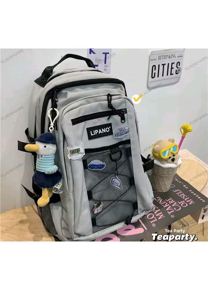 Рюкзак Lipano для,студентов,колледжа,школы,подростков со значками и мягкой игрушкой(утка) G&G (366220337)