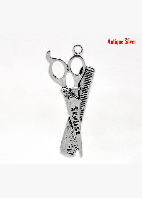 Подвески металлические Кулон ножницы расческа парикмахера барбер Античное серебро 5.1 см x 2.3 см Finding (334729240)