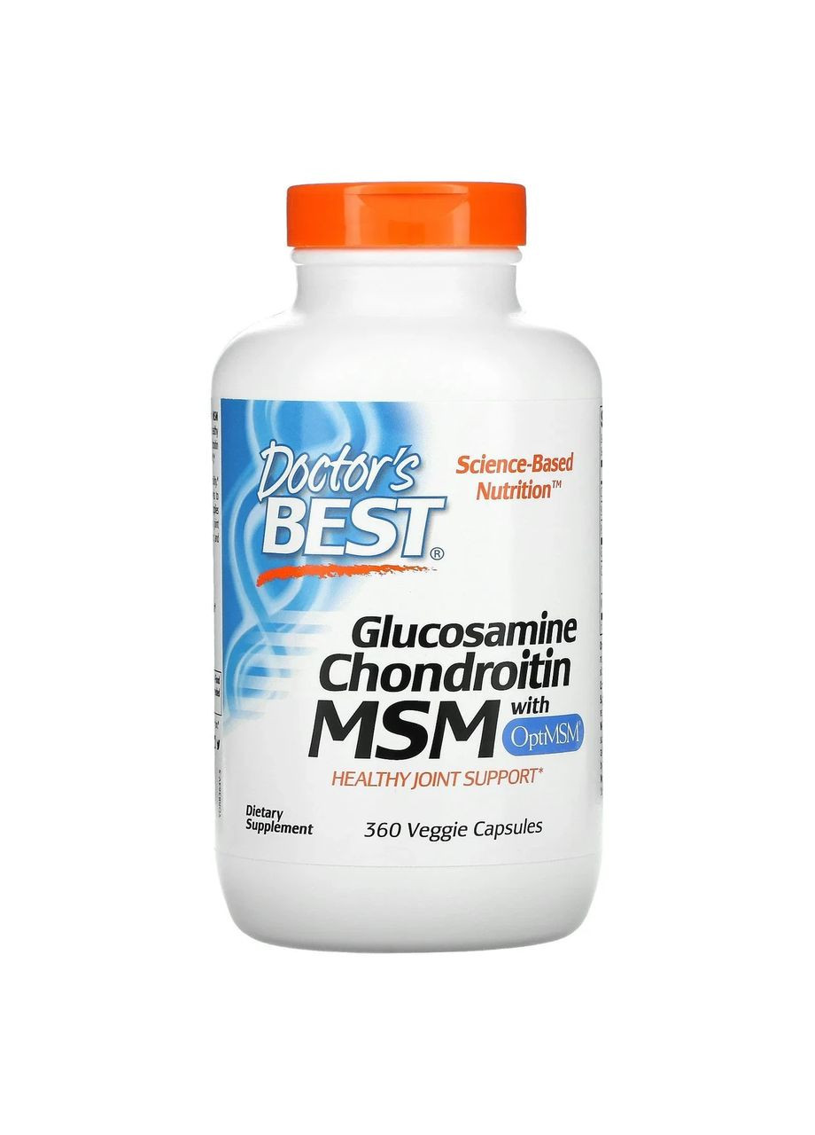 Глюкозамин хондроитин МСМ, Glucosamine Chondroitin MSM with OptiMSM,, 360 растительных капсул Doctor's Best (361116213)