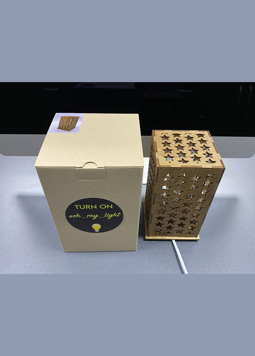 Декоративний нічник з дерева "Зоряне небо". Колір "горіх". HM furnitura (330608844)