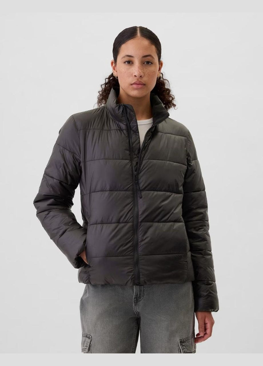 Черная демисезонная куртка женская демисезонная puffer jackets черная Gap